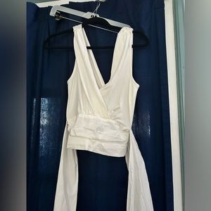 NWT Anthropologie White v-neck with wrap detail